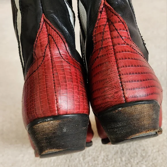 90s Nine West Rodeo Cowgirl boho Western Grunge Leather Boots Romnee 8 - Picture 5 of 12